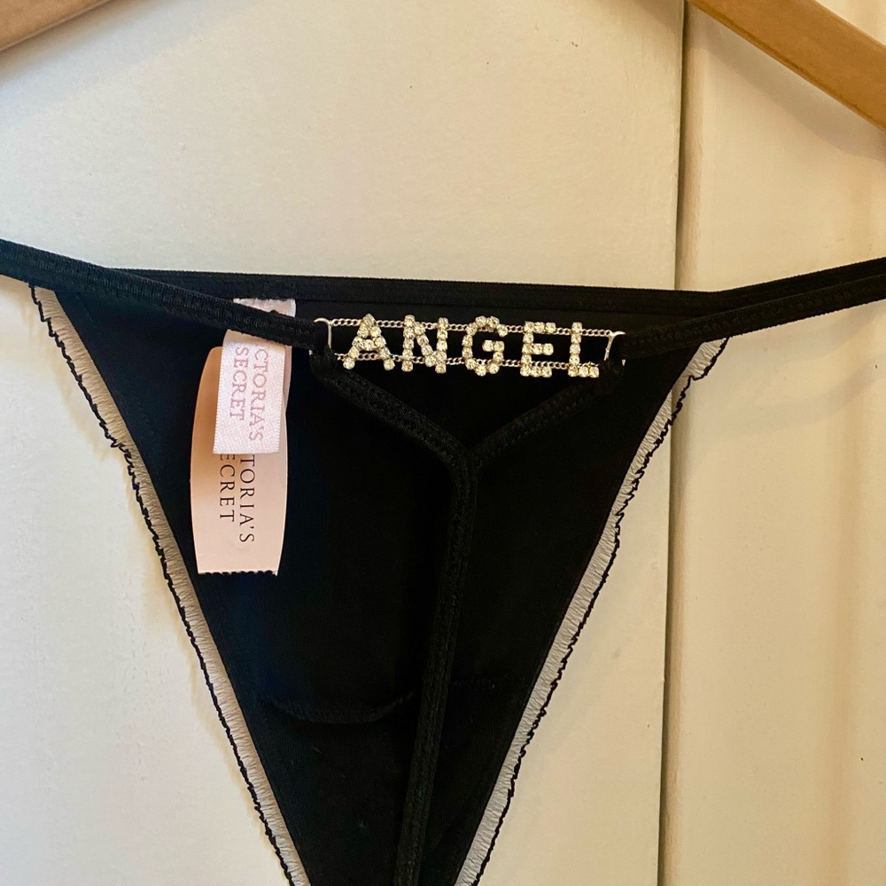 Victoria's Secret Black Rhinestone Thong